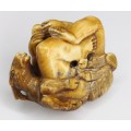 RAR: netsuke de perioada Edo. sculptura in fildes patinat. cca 1850. Japonia